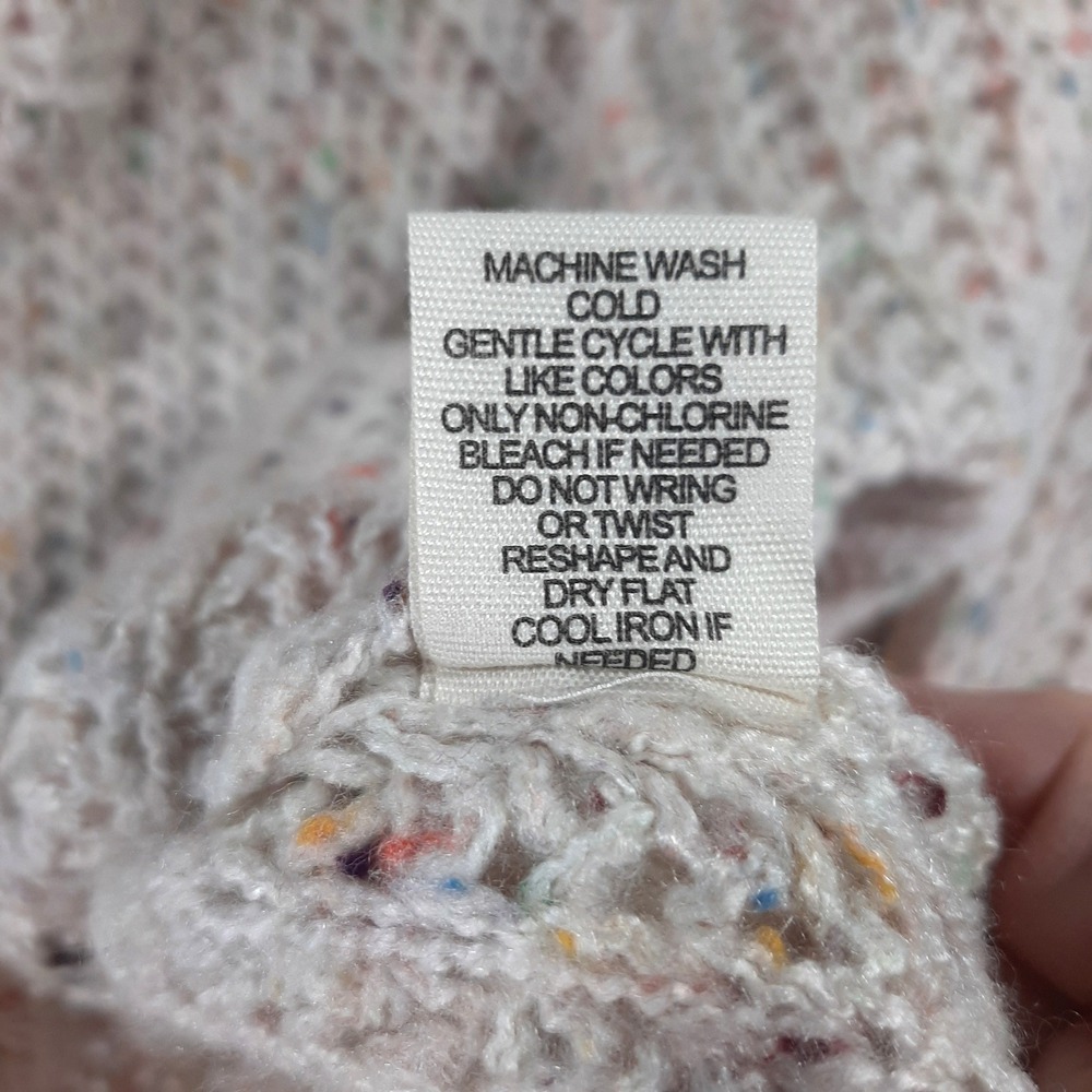 Moon & Madison Cream Confetti Speckled Cowl Neck Chunky Knit Sweater Large - Picture 10 of 10
